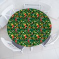 thumbnail image 3 of Ambesonne Christmas Fitted Round Tablecloth, Xmas Accessories Pine, 45"- 56" Diameter, Dark Green Brown and Red, 3 of 5