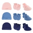 thumbnail image 2 of Gorro de bebé de una sola capa, europeo y americano, para recién nacidos, guantes antiarañazos, funda para pies, gorro para bebé, funda para pies, 2 of 6