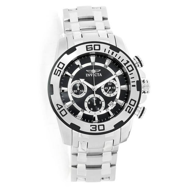 Invicta Men's 22318 Pro Diver Chronograph Black Dial Stainless Steel  Bracelet Quartz Watch