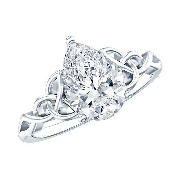 Rosec Jewels Lab Grown Diamond Pear Engagement Ring -0.6 Carat - Knot Ring for Women, 925 Sterling Silver, US 4.00