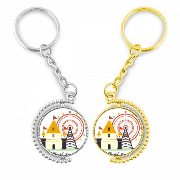 visiting theme park in south korea rotating rotating key chain accessory couple keyholder