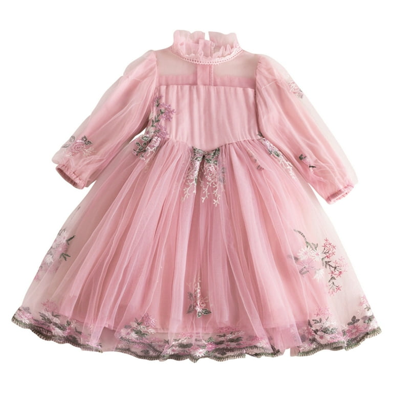 Pink Girls Stars Ruffles Frill Neck Tulle Princess Dress Pink Girls Stars Ruffles Frill Neck Tulle Princess Dress
