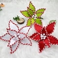 thumbnail image 4 of Large Artificial Christmas Poinsettias Stems Decorations, 10'' Red Poinsettias for Christmas Tree, Velvet Christmas Flower Picks, Artificial Xmas Tree Ornament, Xmas New Year Wreath Garland Decor, 4 of 6