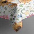 thumbnail image 3 of White Sunflower Colorful Flower Pattern Rectangle Tablecloth 60"x84",Waterproof Polyester Rectangle Table Cloth, Wipeable Spillproof Polyester Tablecloth for Dining, Camping, Indoor and Outdoor, 3 of 5