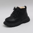 thumbnail image 6 of Leather Boots Boys Girls Autumn Winter Fashion British Style Handsome Casual All-Match Comfortable Simple Side Zipper Design Plus Velvet Warmth Non-Slip Short Boots, 6 of 7