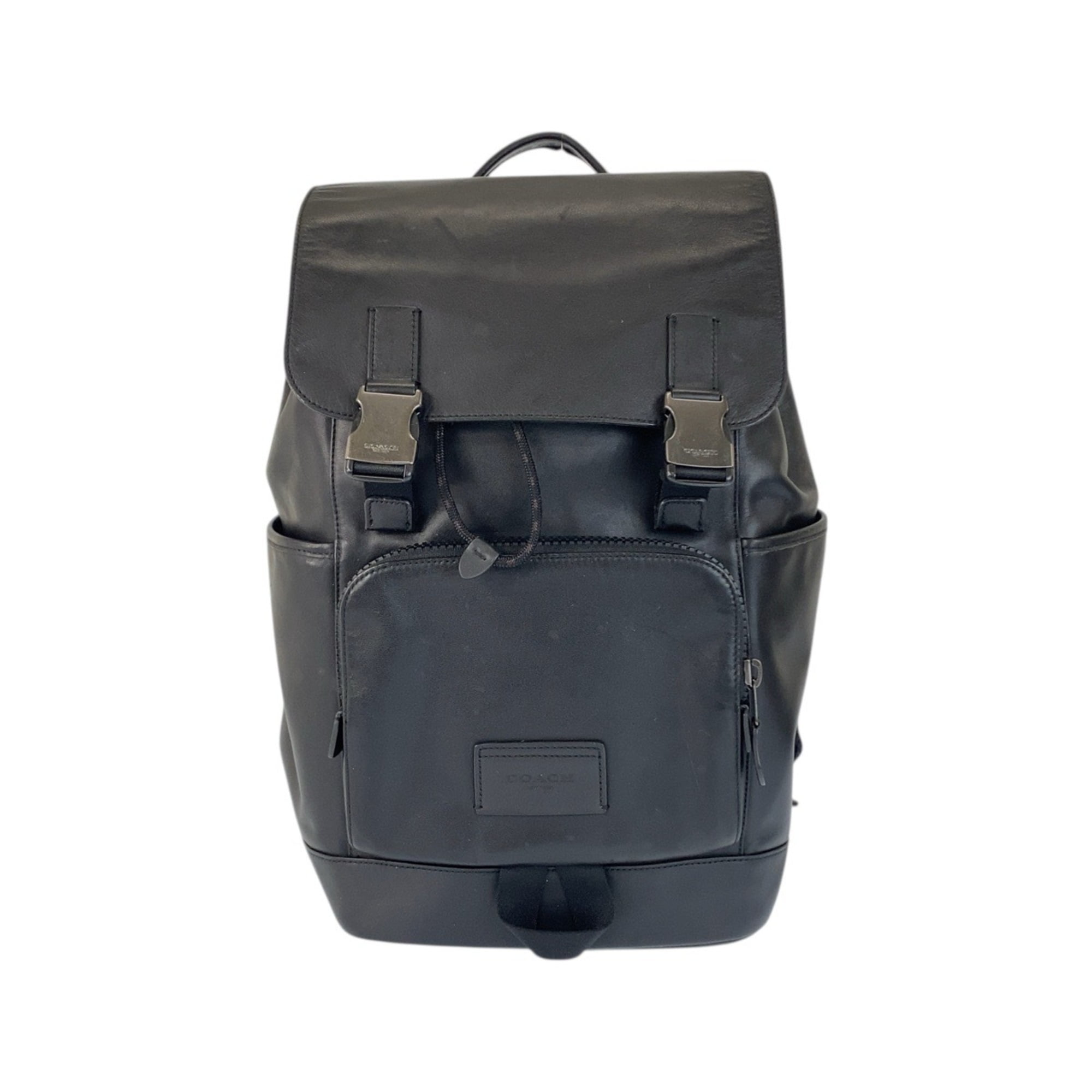 coach バックパック Coach (C2934) Graham Large Men's Smooth Black Leather Backpack
