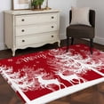 thumbnail image 5 of Christmas Tree Area Rug 3x5 Washable Rug Non Slip Snowflakes Xmas Winter Deer Retro Red Large Area Rug Indoor Floor Carpet for Entryway Bedroom Kitchen Living Room Home Office Dining Room Nursery, 5 of 8