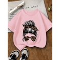 thumbnail image 1 of Camiseta con estampado de leopardo y gafas para niña: suave, elástica, de cuello redondo y manga corta, ideal para actividades al aire libre., 1 of 6