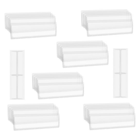 unbranded 32 Pcs Self Adhesive Label Holder Shelf Tag Sticking Index Card Pocket Clear Plastic Shelf Tag Long Side Open Prices Holders For Supermarket Bookshelf Mailbox Business Library