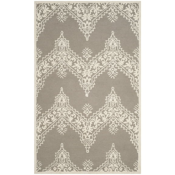 SAFAVIEH Manchester Naomh Medallion Striped Area Rug, Grey/Ivory, 5' x 8'