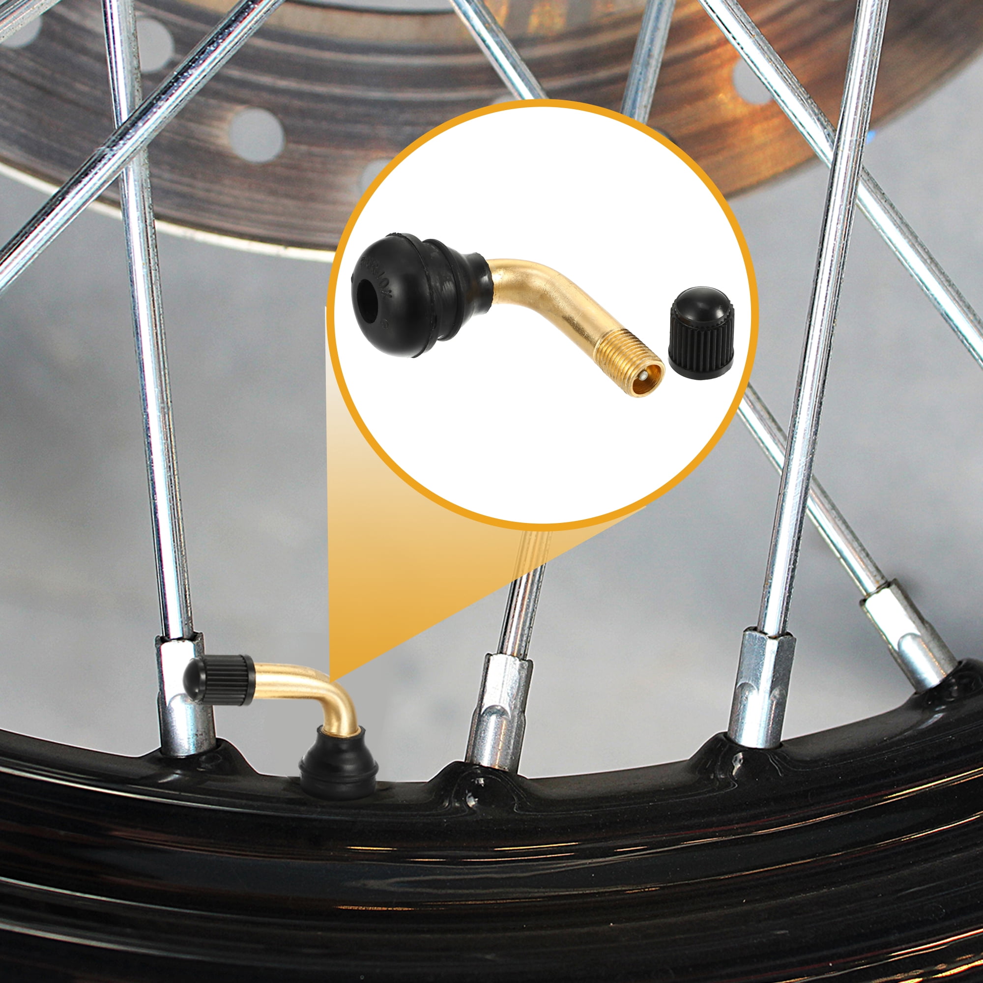 Unique Bargains 12 Pcs Universal Tubeless Tire Valve Stem - Stainless Steel Gold Tone