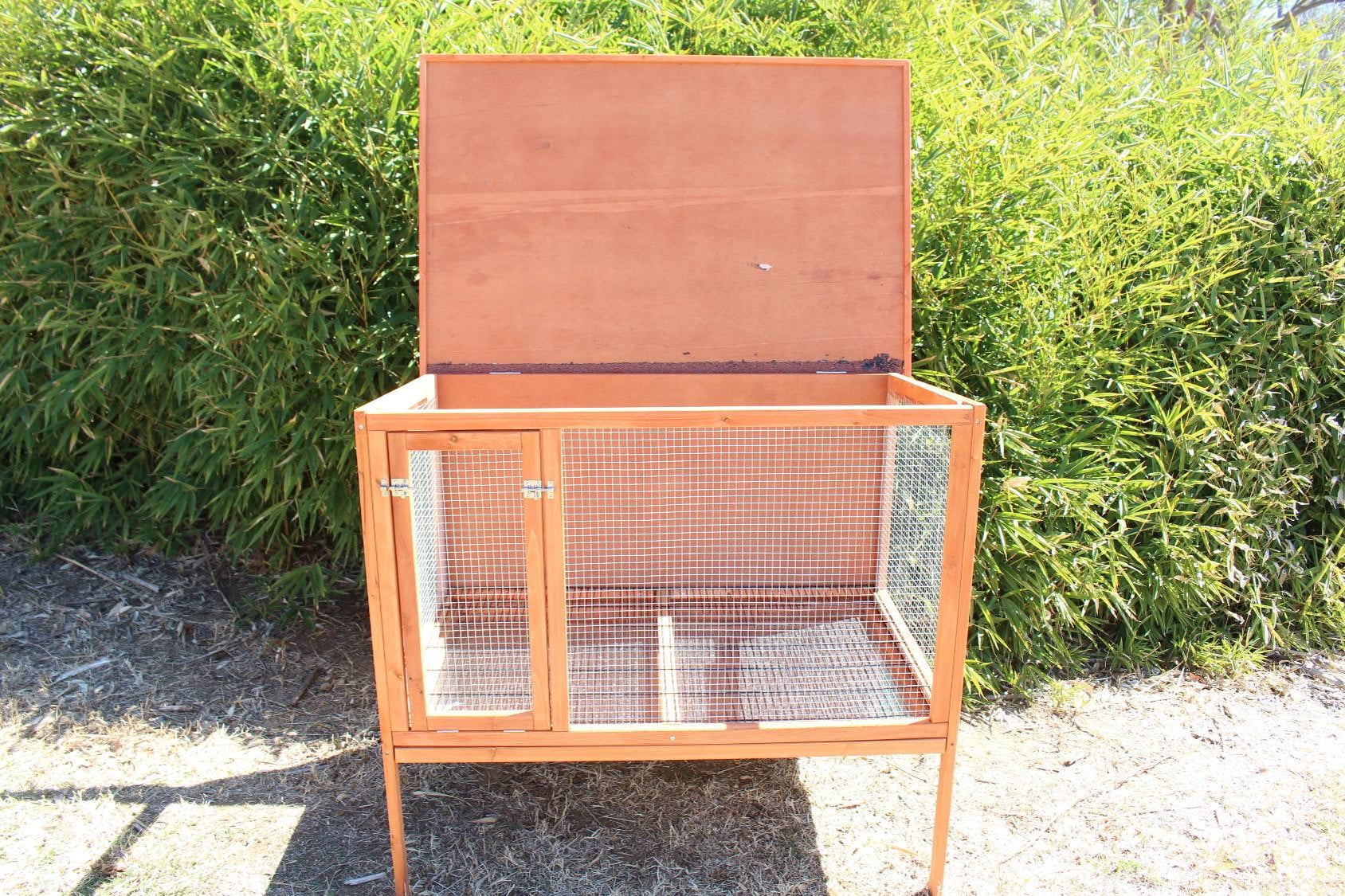 Zylina Raised Wood Rabbit Hutch for Rabbits, Bunnies and Guinea Pigs