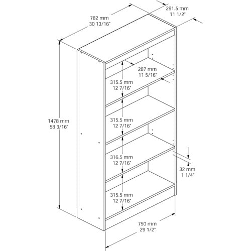 South Shore Smart Basics 4-Shelf Bookcase, Multiple Finishes