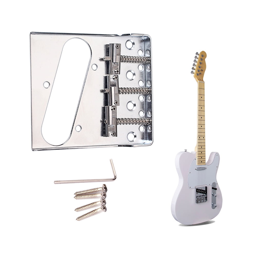 Zeiwohndc Guitar Bridge with Barrels Brass 3-Saddle for Hardtail Electric Guitar Part