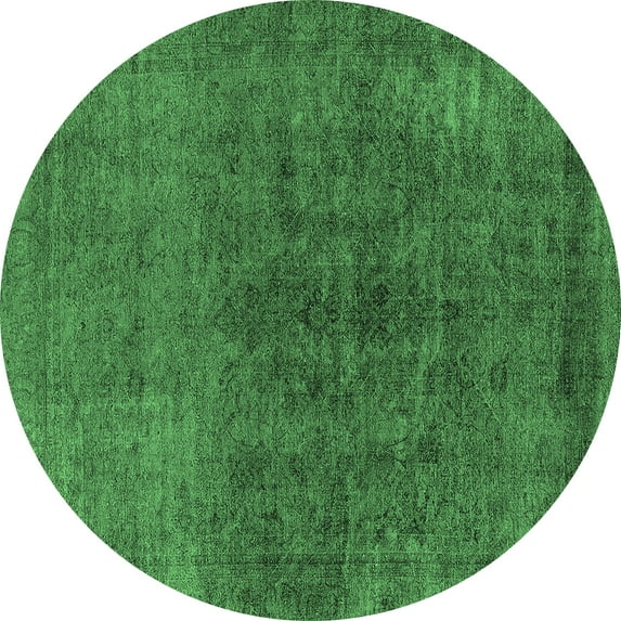 Ahgly Company Indoor Round Oriental Emerald Green Industrial Area Rugs, 7' Round