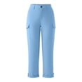 thumbnail image 5 of Zysthvn Straight Leg Pants for Women High Waist Outdoor Fall Casual Women Pants with Pockets Solid Elastic Waist Trousers, 5 of 10