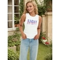 thumbnail image 2 of DARING DIVA Women's Summer Ribbed High Neck Casual Basic Tank Tops M White Print, 2 of 7