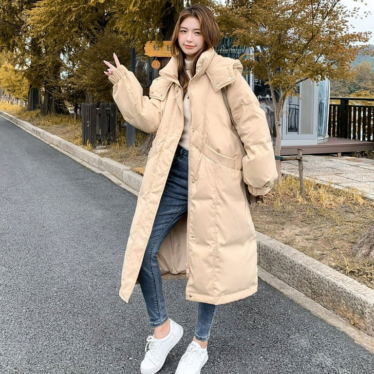 DanceeMangoo Winter Coat Women Clothing Puffer Jacket Korean Long Hooded  Down Jacket Women Fashion Fox Collar Down Coats and Jackets Zm2015