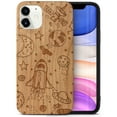 thumbnail image 1 of Case Yard Wooden Case Outside Soft TPU Silicone, Slim Fit Shockproof Wood Protective Phone Cover for Girls Boys Men and Women, Supports Wireless Charging Outer Space Design case for iPhone-12-Mini, 1 of 7