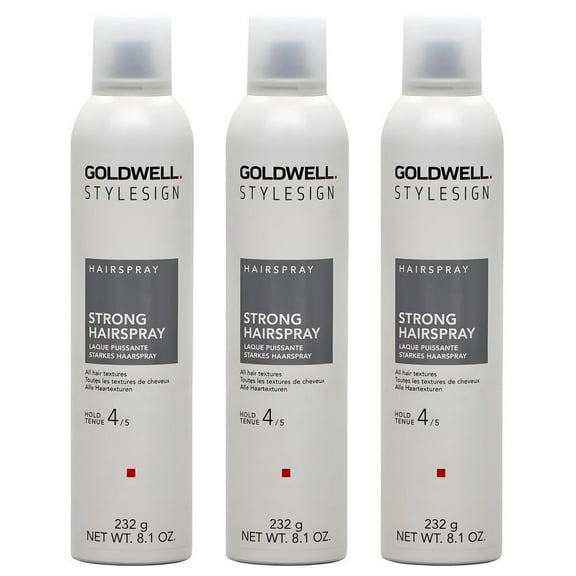 Goldwell Stylesign Hold 4 Strong HairSpray 8.1 Oz, All Hair Textures, Pack of 3