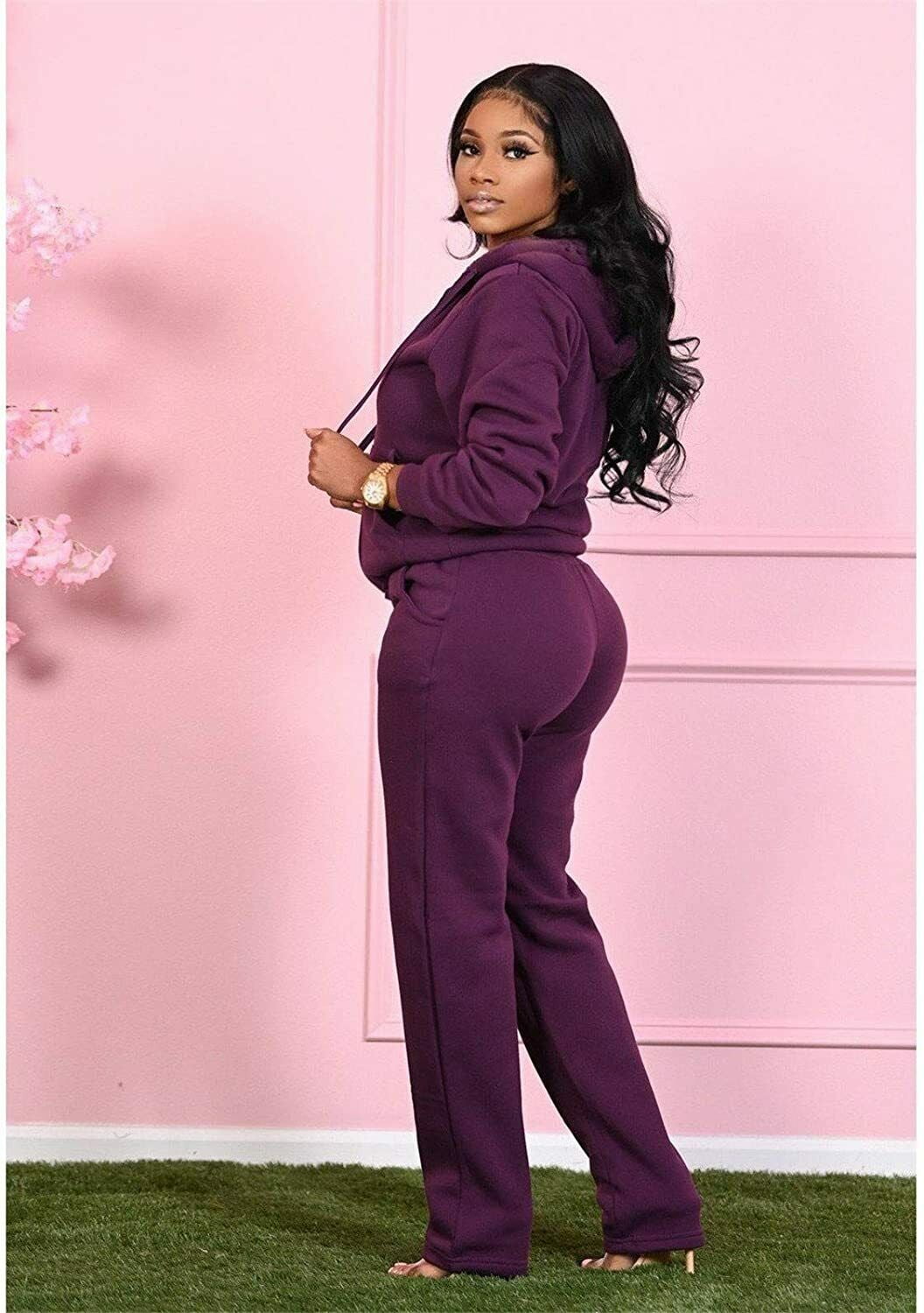 Love's Women's Plus Size Fleece Zip Up Hoodie Track Suit Set Jogging Pants