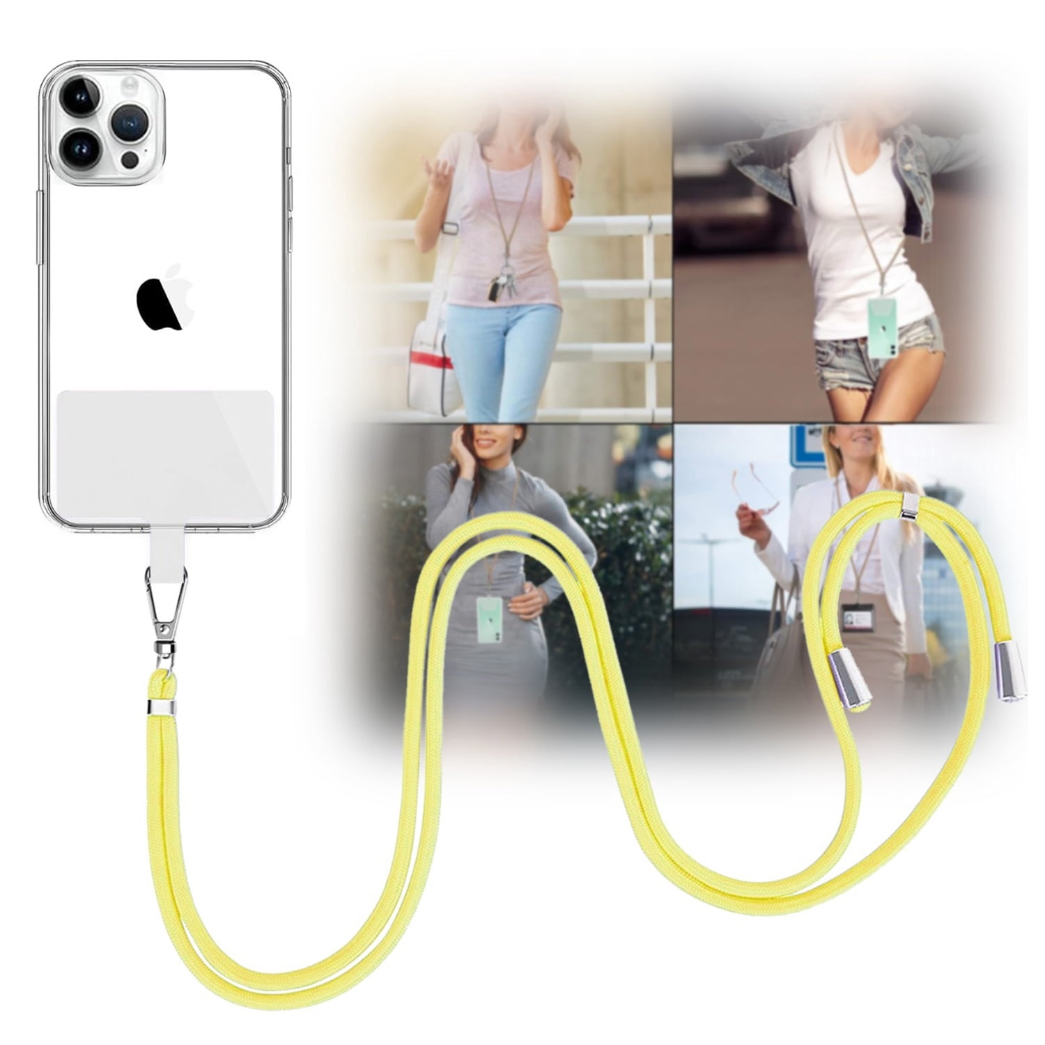Universal Phone Lanyard with Card Organizer - Yellow