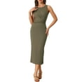 thumbnail image 2 of INSPIRE CHIC Robe Midi Sans Manches Décontractée pour Femmes, Taille Croisée, Vert Armée TP, 2 of 5