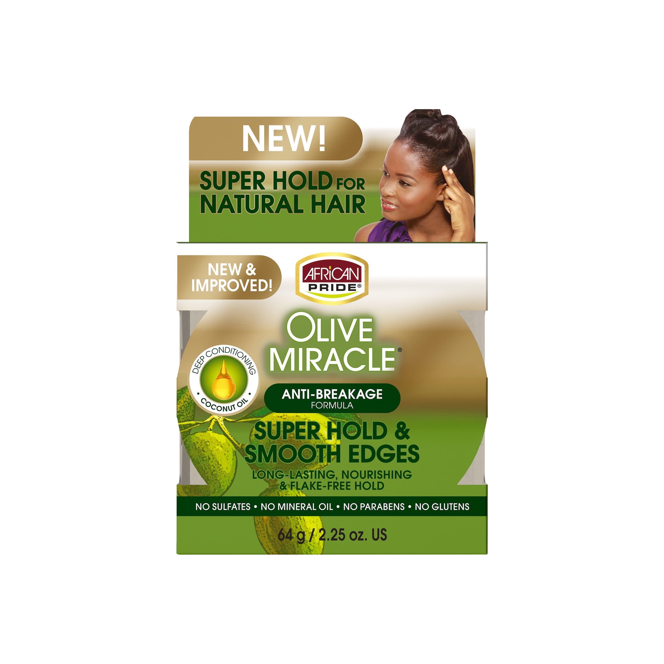 African Pride Olive Miracle Super Hold and Smooth Edges Moisturizing Jar Hair  Styling Gel,  oz 