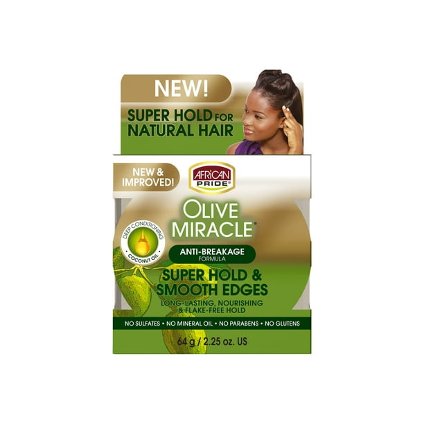 African Pride Olive Miracle Super Hold and Smooth Edges Moisturizing Jar Hair  Styling Gel,  oz 