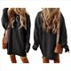 thumbnail image 3 of Vestido Minisuéter Holgado de Larga con Cuello Redondo y Punto para Mujer, Estilo Informal, para Otoño e Invierno. Negro M, 3 of 6