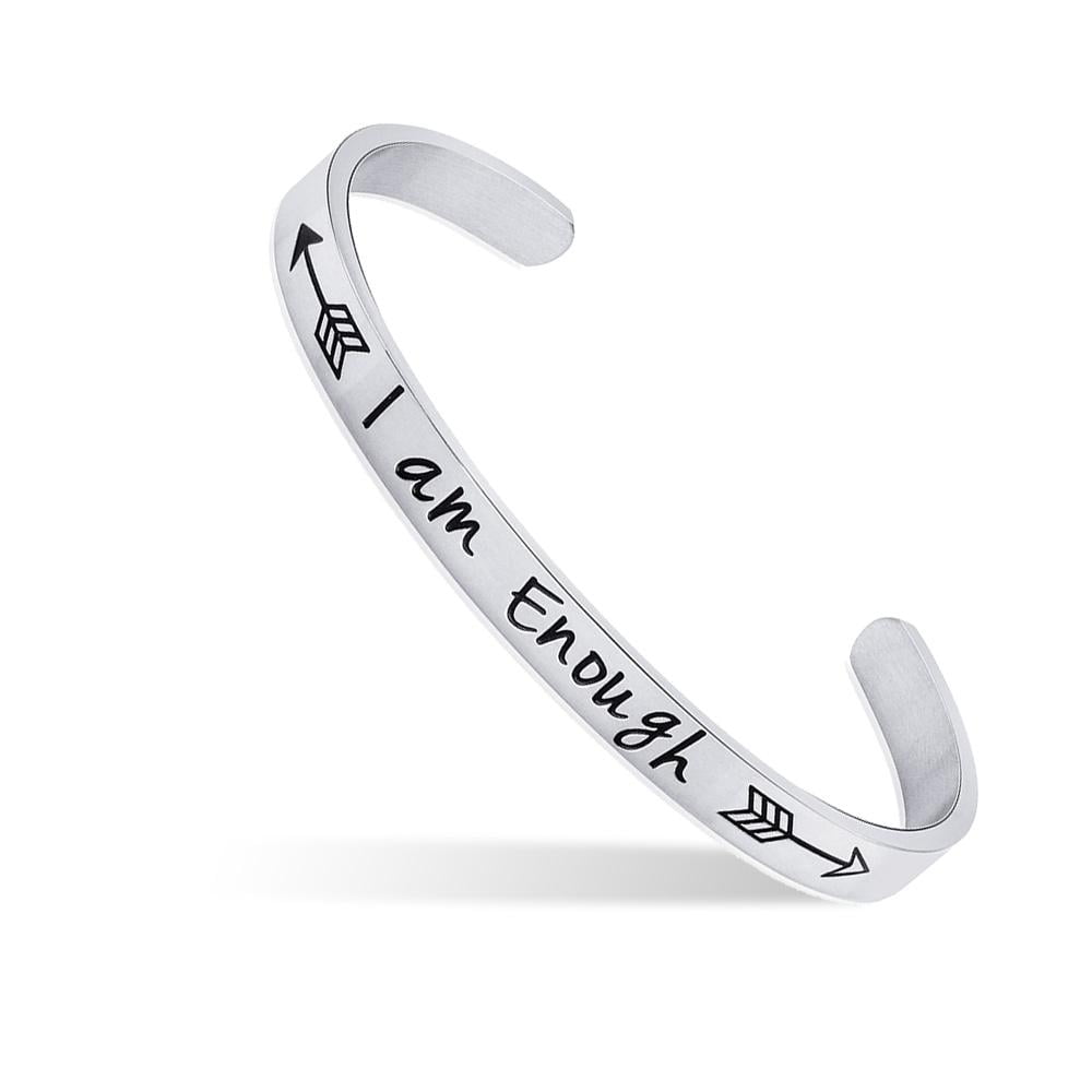 Good for Any Size Wrist Stainless Steal Personalized Cuff Bracelet-Engraved