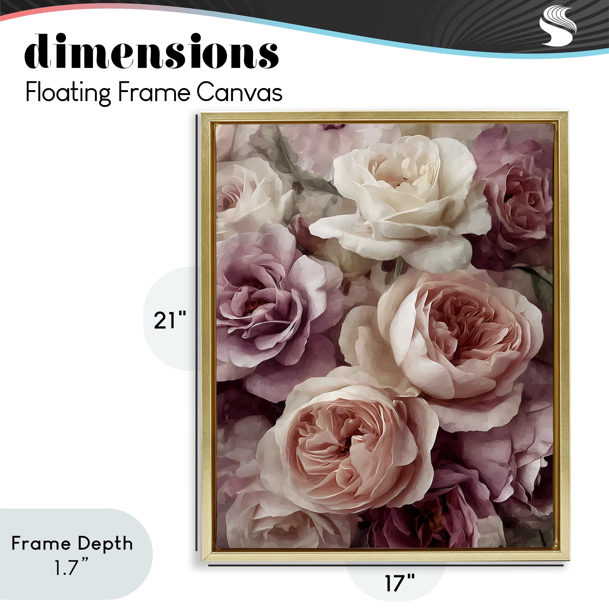 Stupell Industries Sweet Roses in Blush Pink Gold Framed Floater Canvas Wall Art, design by Franklyn Gregory