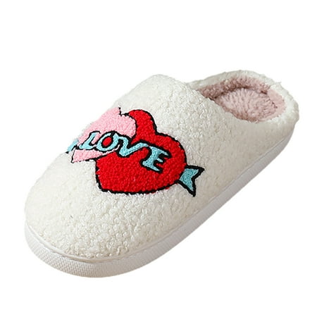 

YUHAOTIN Summer Slippers for Women Closed Toe Winter Valentine s Day Cotton Slippers for Women Indoor Home Plush Couples Warm Slippers Winter Summer Slippers Heated Slippers