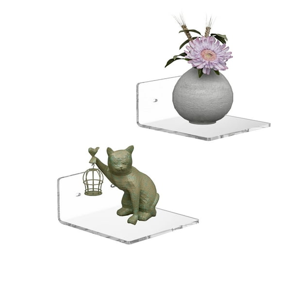 Sezanrpt Estantes De Pared Pequeños De Acrílico De 6 Pulgadas, Paquete De 2 Estantes Flotantes Para Montaje En Pared, Repisas De Exhibición De Acrílico Para Figuras Funko Pop, Decoración Del Hogar, Sa
