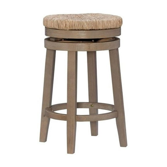 Pemberly Row Transitional 25" Wood Swivel Counter Stool in Natural Brown
