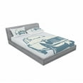 thumbnail image 3 of Ambesonne Retro Fitted Sheet & Pillow Sham Set, Vintage Car Silhouette Art, Twin, Slate Blue and Pale Blue, 3 of 3
