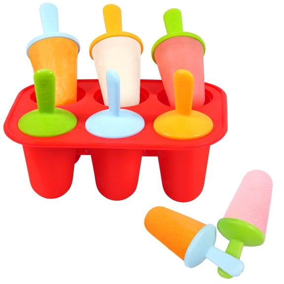 Appoft Silicone Popsicles Molds for Toddlers, 6-Cavity Non-BPA Premium Silicone Small Popsicle Molds, Ice Pop Mold with 6 Colorful Reusable Sticks for Kids (Red)