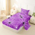 thumbnail image 2 of Feelyou Kawaii Spider Web Twin Sheets, Cartoon Animal Bedding, Violet, 3pcs, 1 Flat Sheet, 1 Fitted Sheet and 1 Pillowcase, 2 of 5