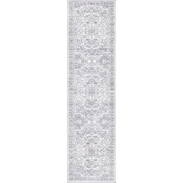 Unique Loom Boston Bohemian Geometric Area Rug 2' x 8' Runner Ivory/Gray
