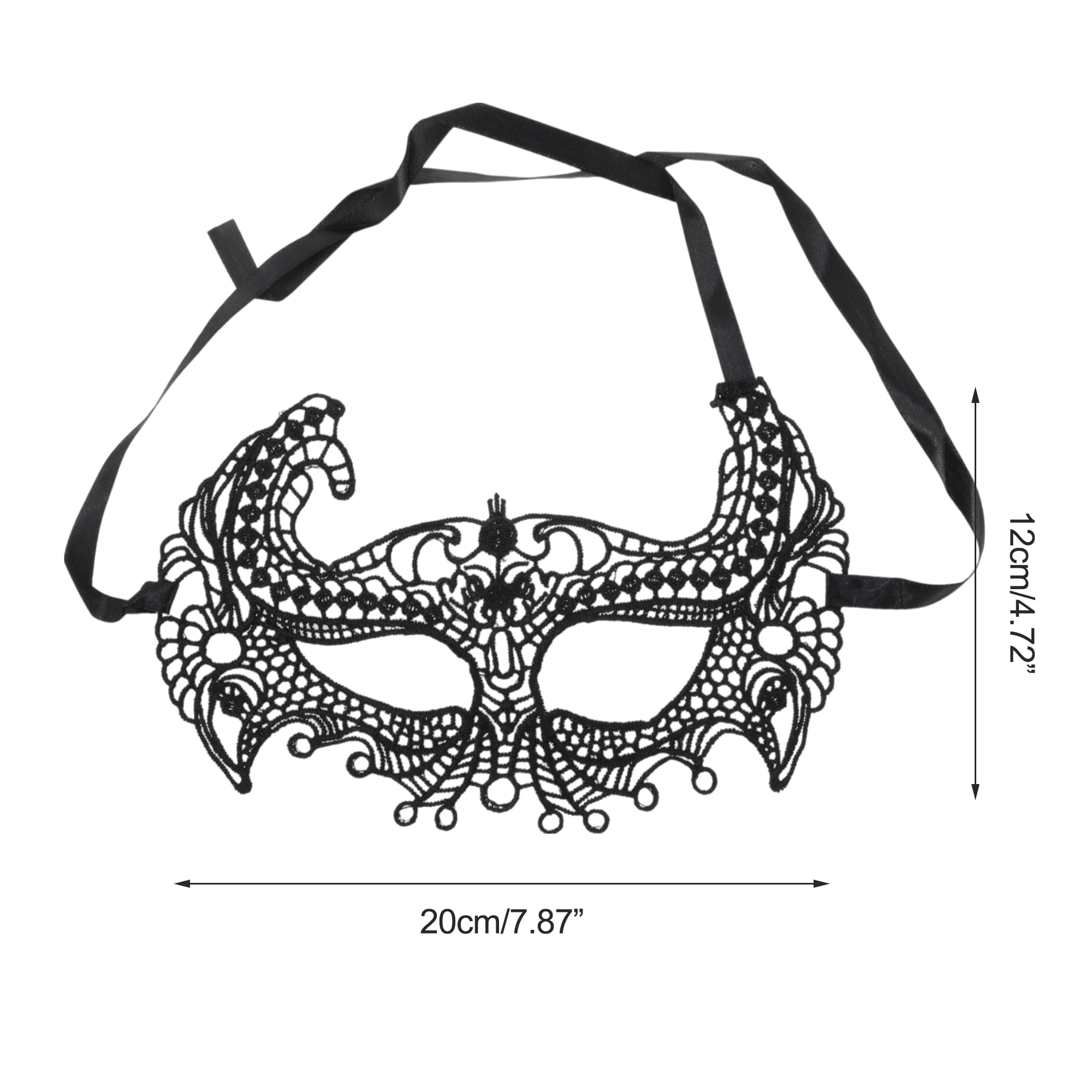Unique Bargains Elegant Lace Half Face Party Mask in Black 1 Pcs Black Pattern 7