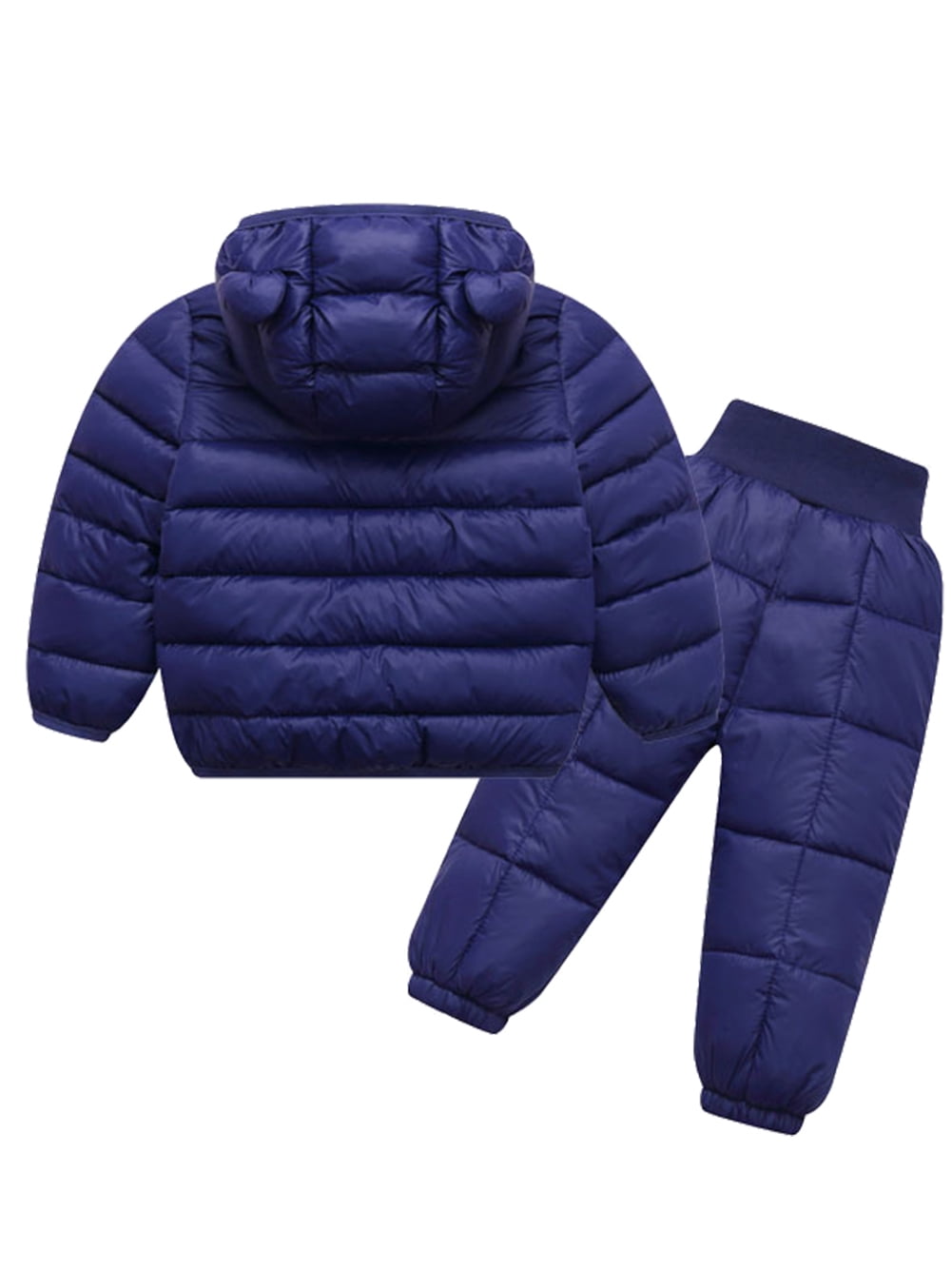 WIBACKER 1-5T Baby Boy Girl Cute Ear Hooded Puffer Jacket Pants Snowsuit Toddler Kid Winter Coat