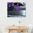 thumbnail image 2 of ONETECH Purple Wall Art Decor for Living Room Bedroom Framed Black and White Seascape Full Moon Purple Flower  Canvas Picture Modern Plum Blossom Artwork for Home Office, 2 of 6