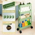 thumbnail image 3 of Pinksheep Slim Rolling Storage Cart, 4Tier Bathroom Organizer Utility Carts Shelving Unit with Wheels for Kitchen, Green, 3 of 7