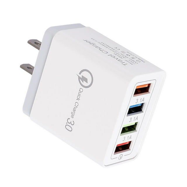 4 Ports USB Color Wall Charger Fast Charging Travel Charger US Plug Adapter