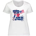 thumbnail image 3 of Inktastic 4th of July with Fireworks American Flag and Rocket Women's Plus Size T-Shirt, 3 of 5