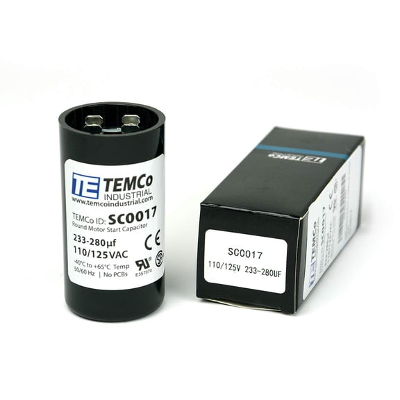 TEMCo 233-280 uF MFD CD60 Start Capacitor 110-125V AC Round | 50/60 Hz