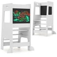 thumbnail image 1 of Costway Toddler Kitchen Step Stool with Activity Chalkboard Adjustable Height & Safety Rail White, 1 of 9