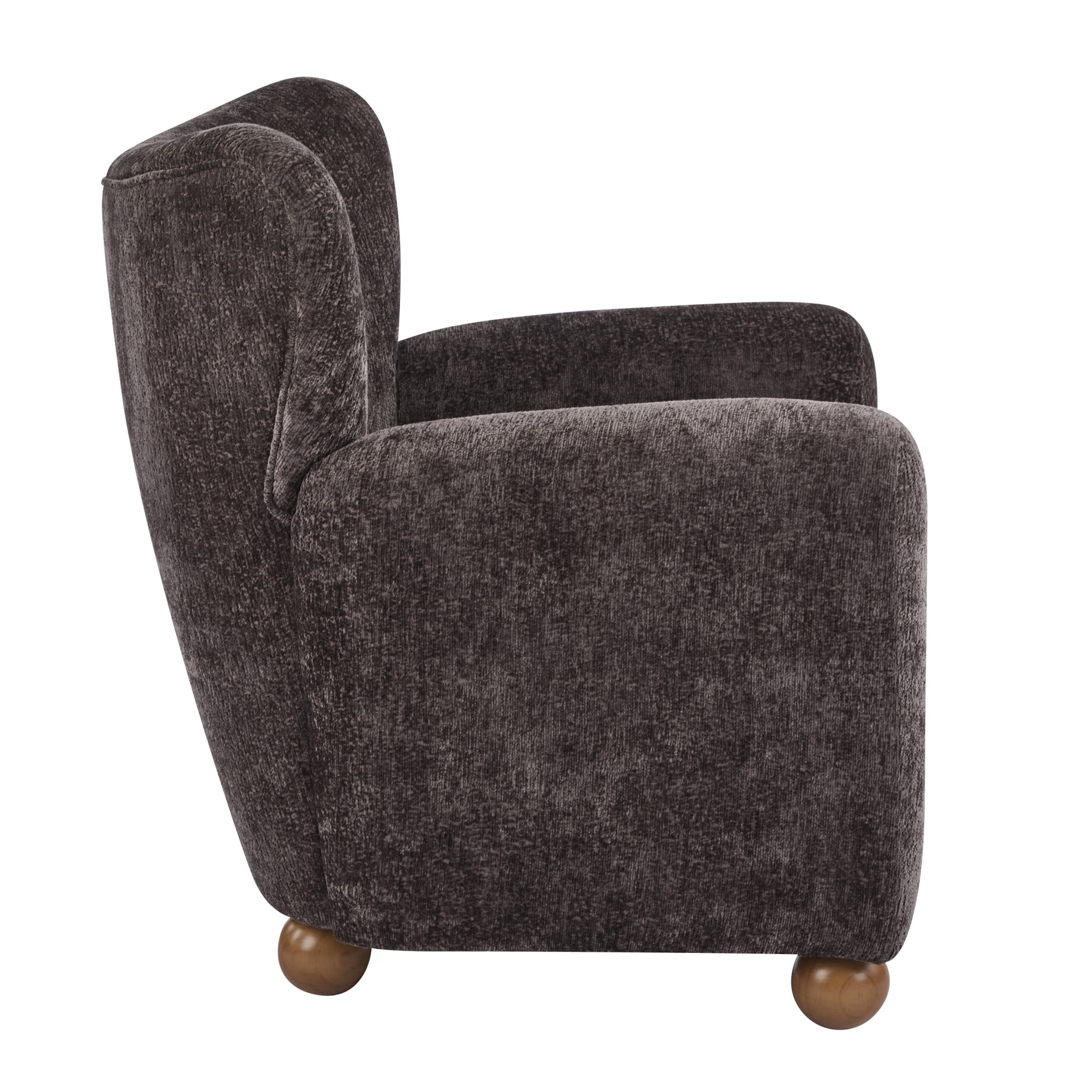 Christopher Knight Home Wingback Chair, Chenille Upholstered Accent Chair with Solid Wood Legs, Dark Brown