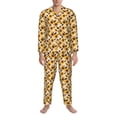 thumbnail image 3 of Naloa Vintage Plaid Cute Sunflower Men’s Pajamas Set - Long Sleeve Button Down Sleep Shirt and Pajama Bottoms Sleepwear Set-Medium, 3 of 7