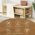 thumbnail image 4 of Cvortll Entry Bench with Storage,39 inch Storage Benches with Paper Cord Ottoman,Decorative Benches for Home with Rubber Wood Legs,Rattan Bench for Bedroom, 4 of 8